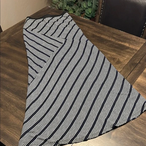 Bobeau Striped Blue & Grey Partially Lined Maxi Skirt - Picture 5 of 10